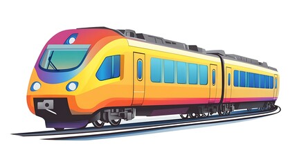 Cute passenger train, cartoon style, vector art, white background