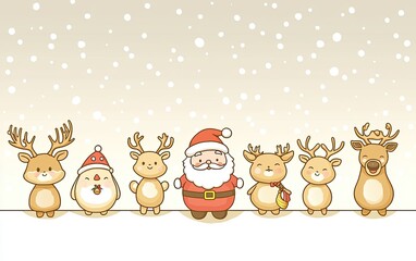 Obraz premium Cute Santa Claus and reindeer illustration. Perfect for Christmas cards and decorations.