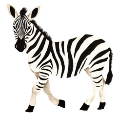 Obraz premium Artistic Illustration of a Zebra with Unique Black and White Stripes in a Playful Pose for Creative Projects