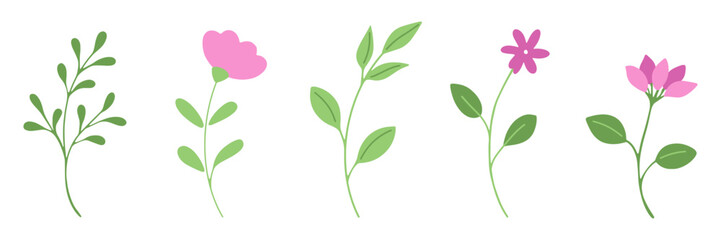 Obraz premium Adobe Illustrator Artworkvector hand drawing of a set of colorful flowers in doodle style