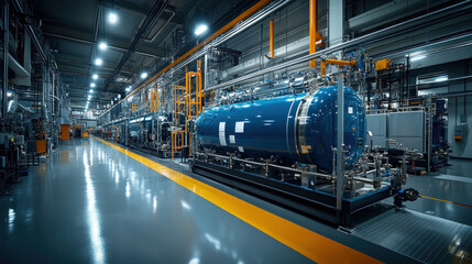 Obraz premium Hydrogen-powered manufacturing plant, reducing dependence on fossil fuels and cutting emissions