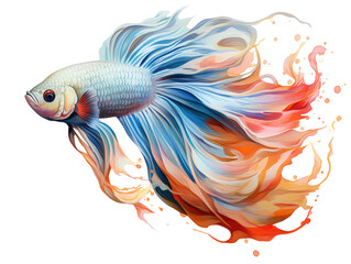 Fototapeta premium Colorful Fighting Fish with Flowing Fins and Vibrant Flames Illustration