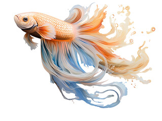 Obraz premium Colorful Betta Fish Swimming Gracefully with Flowing Fins in a Stunning Display of Aquatic Beauty