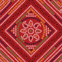 seamless gujrati badhani  pattern on red background