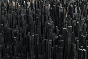 Obraz premium A sea of extruded black blocks with random heights