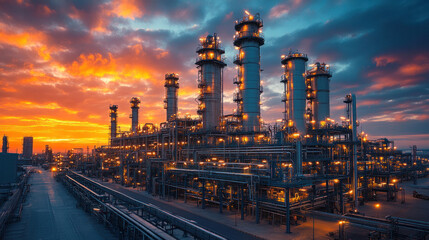 Petrochemical plant in Saudi Arabia, with intricate pipeline systems and advanced processing units