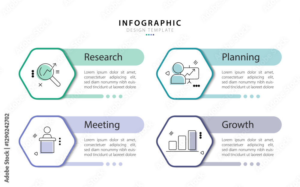 Poster timeline infographic template. 4 step timeline journey, calendar flat simple infographics design tem