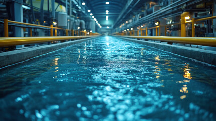 Obraz premium Self-sufficient factory with closed-loop resource management, reusing materials and minimizing waste