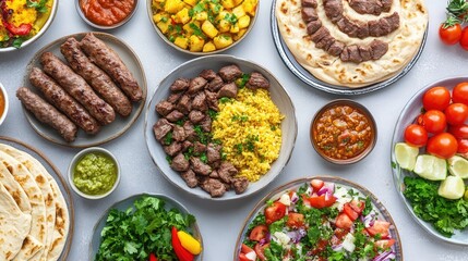 Delicious and Colorful Spread of Traditional Dish and Ingredients