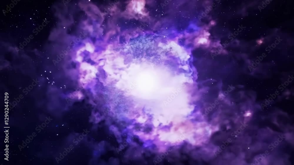 Canvas Prints a captivating journey through a galaxy displaying swirling gases and bright stars. the colors shift 