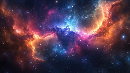 Fototapeta premium colorful galaxy background, vibrant nebulae, swirling cosmic clouds, radiant space hues, surreal starry sky