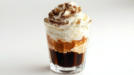 Tasty Affogato Dessert with Creamy Whipped Topping and Chocolate Dust