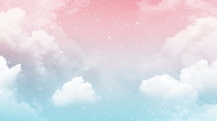 Fototapeta premium Soft Pastel Sky with Fluffy Clouds and Twinkling Stars Background