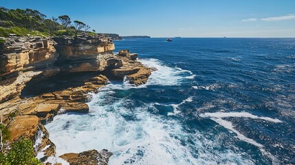 Coastal Cliffs Ocean Waves Scenic View Blue Sky Nature Experience Adventure