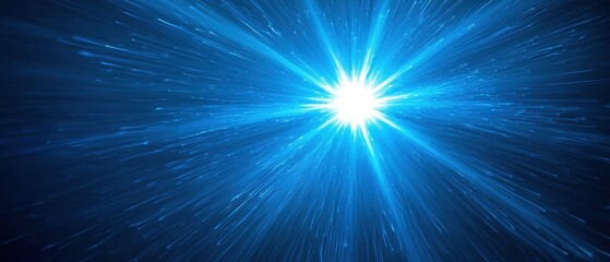 Naklejka premium Radiant blue light burst with dynamic rays
