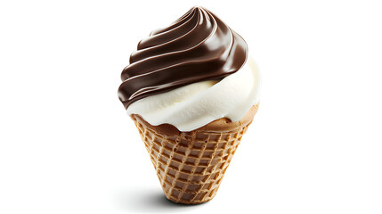 Luscious Vanilla Soft Serve Ice Cream Dipped in Rich Chocolate in a Waffle Cone