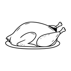 simple line drawing cooked chicken.