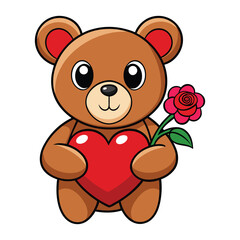 teddy bear with heart and flower 