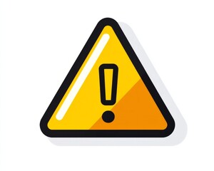 A flat yellow warning triangle icon with a bold black outline and centered exclamation mark, on white 