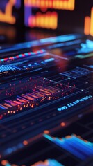 Colorful data visualization on digital screen display