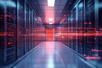 A conceptual image of virtual storage units with a secure firewall overlay.