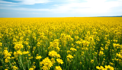 Obraz premium Vibrant Rapeseed Flower Field in Spring