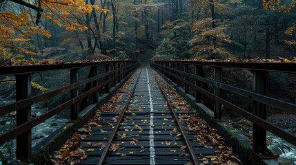Fototapeta premium Autumnal Bridge Over a Stream