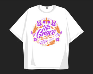 Christian t-shrit design for print. Easter ornament graphic design for merch, Christianity and jesus theme, Faith design