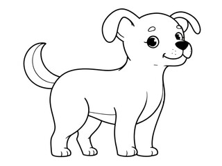 Fototapeta premium Black and white Puppy drawing, perfect for coloring, isolated on white. 