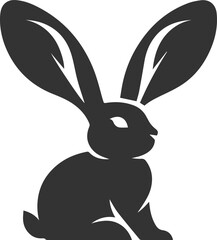 Rabbit stretching its ears wide animal silhouette