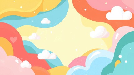 Colorful Soft Clouds in Pastel Shades with a Warm Center Background