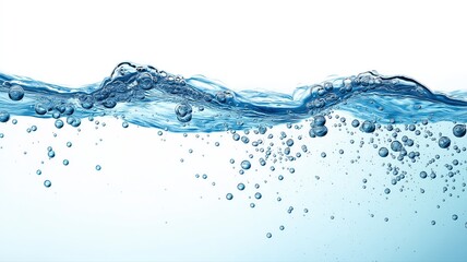Water surface with air bubbles isolated on a white background