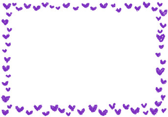 手描きのクレヨン素材　背景　ハートのフレーム