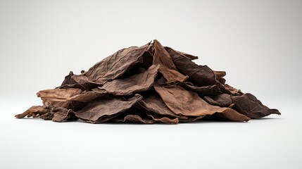 Dried leaves pile on white background