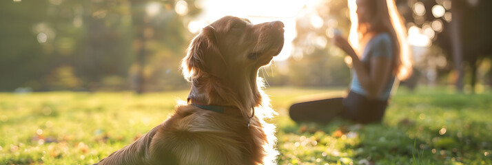 Golden Retriever Awaiting Treat in Park During Training Session Exemplifying Positive Reinforcement