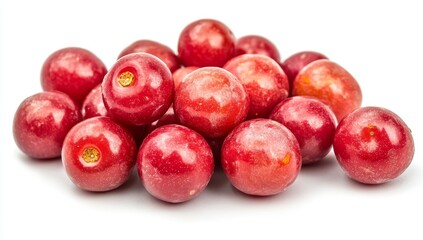 Obraz premium Pile of fresh red plums against white background