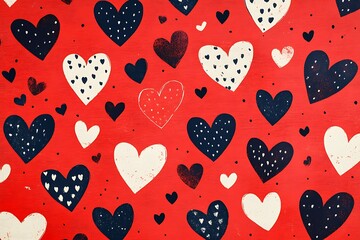 Red hearts pattern, Valentine's Day