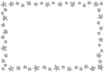 手描きのクレヨン素材　背景　花のフレーム