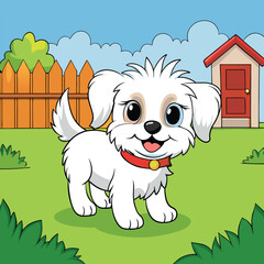 a cute Maltese dog with long ears playing.