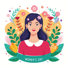 girl with flowers vector.