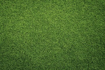 Obraz premium Lush green soccer field turf texture aerial perspective, realistic grass pattern for sportswear branding, website backgrounds, and promotional materials.