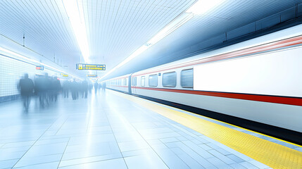 Obraz premium Subway Station Platform, Commuter Arrival