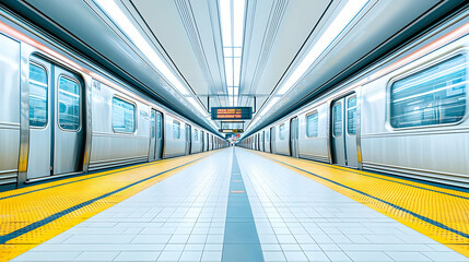 Fototapeta premium Subway station platform with train