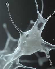 Close-up neuron in scientific lab setting