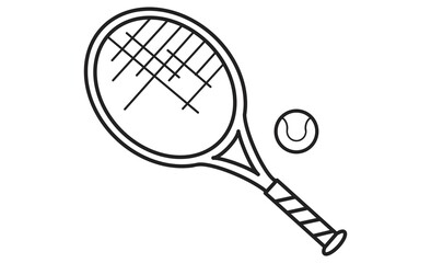 テニスラケットとボールのシンプルな線画アイコン