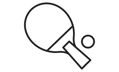 卓球ラケットとピンポン球のシンプルな線画アイコン