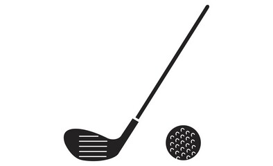 ゴルフクラブとゴルフボールのシンプルな線画アイコン