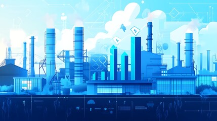 Obraz premium 3D Glowing Blue Bar Graph Showing Upward Trend, A 3D bar graph with a glowing blue color, depicting an upward trend with an arrow at the end