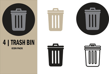 Essential Trash Bin Icon Pack - 4 Minimal Deletion Symbols