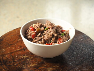 bowl of Thai minced pork chili dip